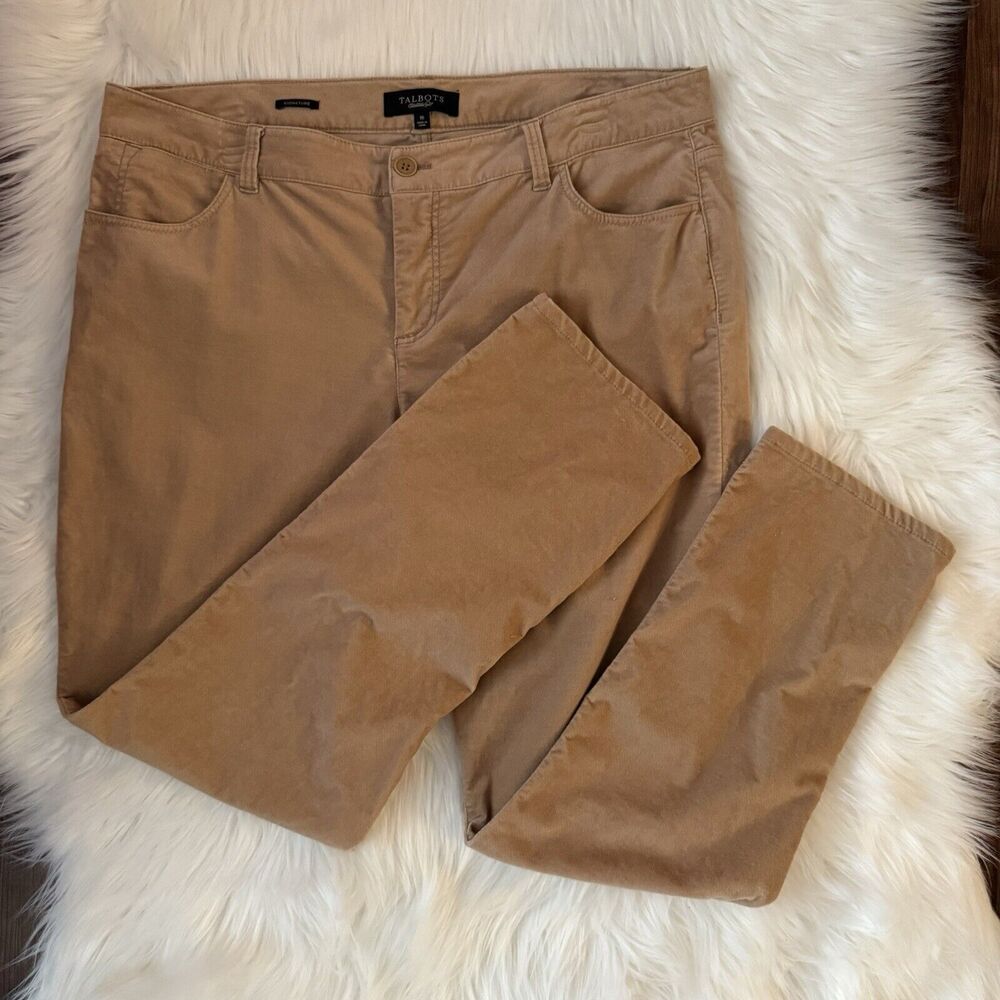Talbot's Stretch Corduroy Straight Leg Pants 16 Tan Classic Preppy Trousers